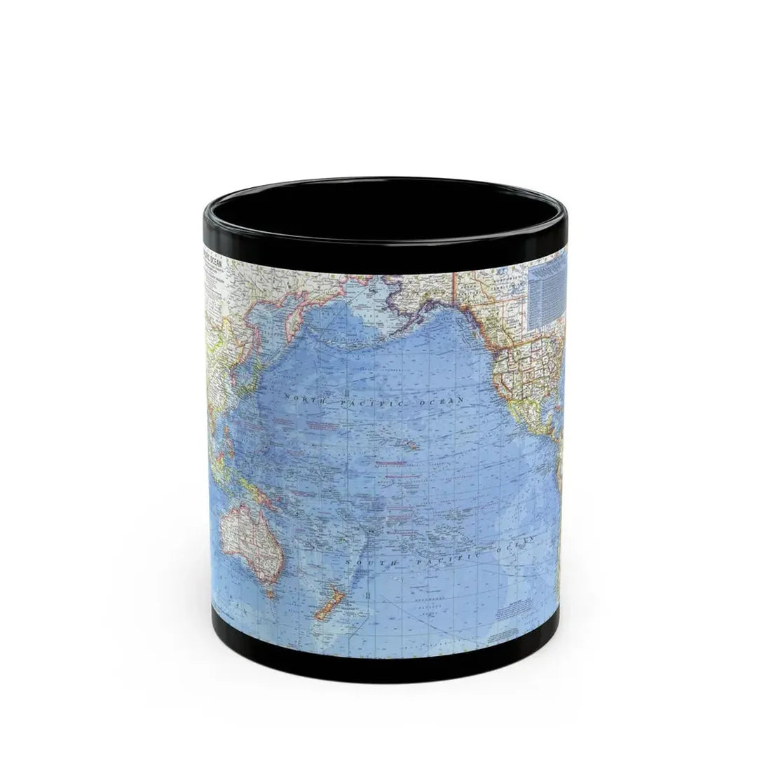 Pacific Ocean (1969) (Map) Black Coffee Mug 11oz - Go Mug Yourself