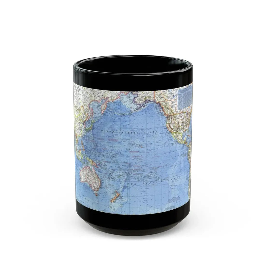 Pacific Ocean (1969) (Map) Black Coffee Mug 15oz - Go Mug Yourself