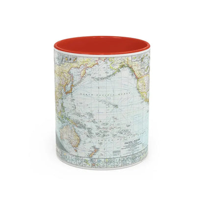 Pacific Ocean and the Bay of Bengal (1943) (Map) Accent Coffee Mug 11oz Red - Go Mug Yourself