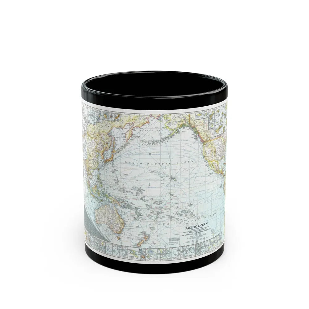 Pacific Ocean and the Bay of Bengal (1943) (Map) Black Coffee Mug-11oz-Go Mug Yourself