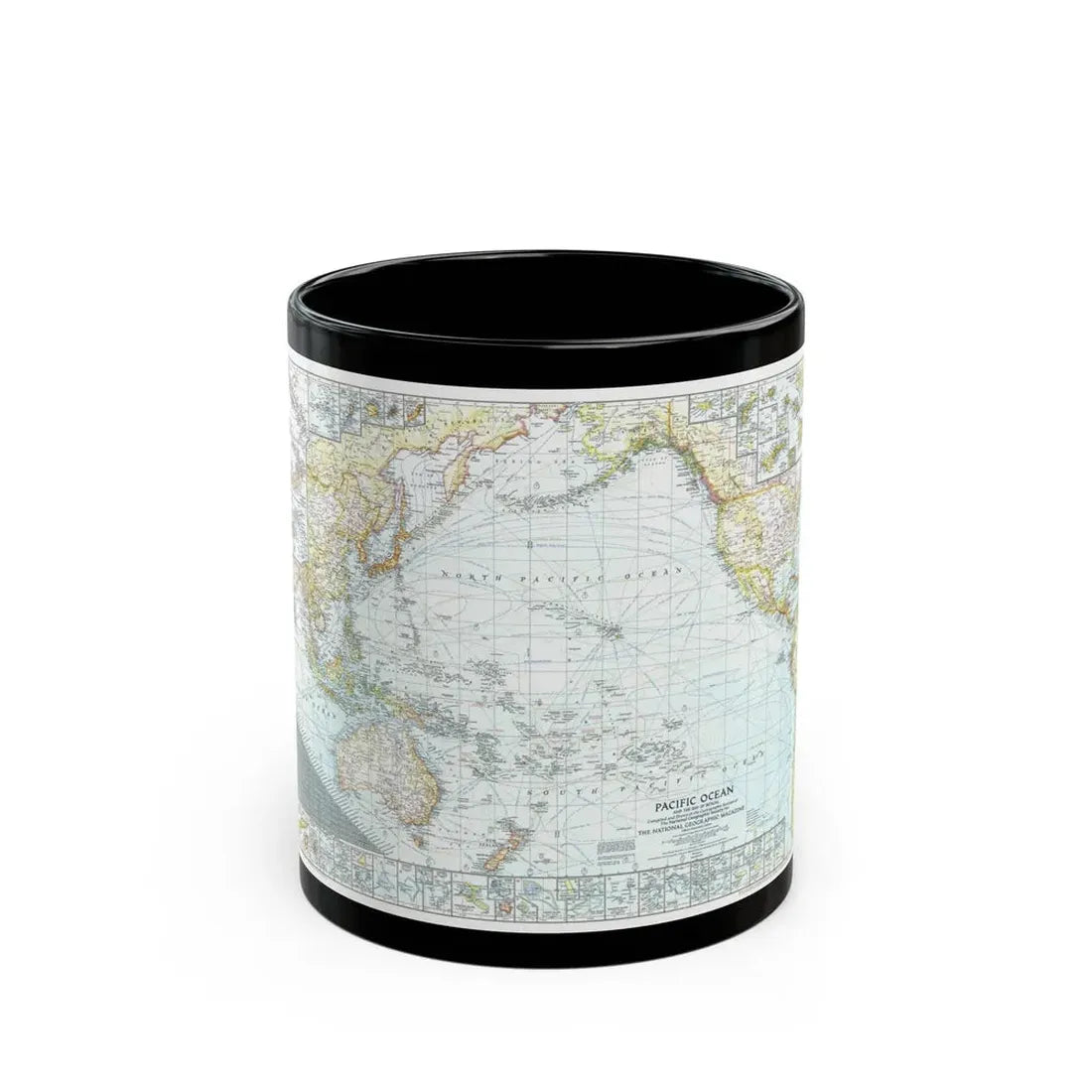 Pacific Ocean and the Bay of Bengal (1943) (Map) Black Coffee Mug 11oz - Go Mug Yourself