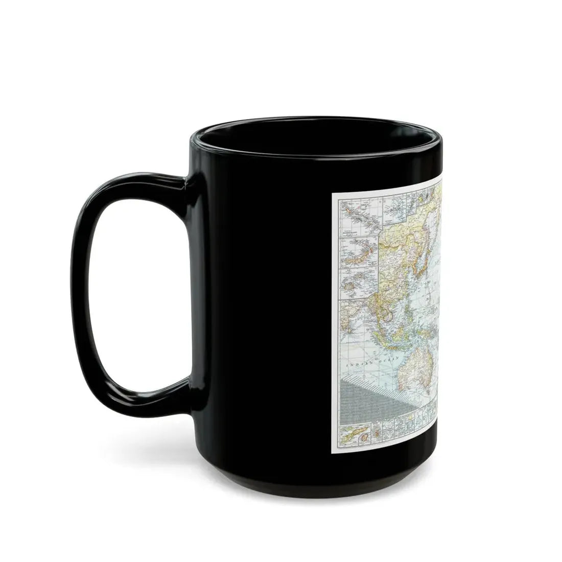 Pacific Ocean and the Bay of Bengal (1943) (Map) Black Coffee Mug - Go Mug Yourself