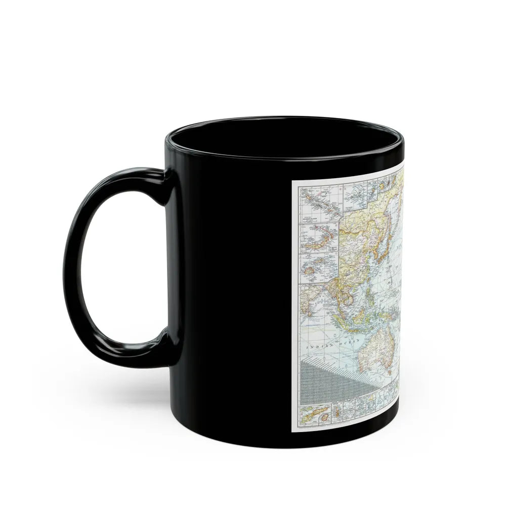 Pacific Ocean and the Bay of Bengal (1943) (Map) Black Coffee Mug-Go Mug Yourself