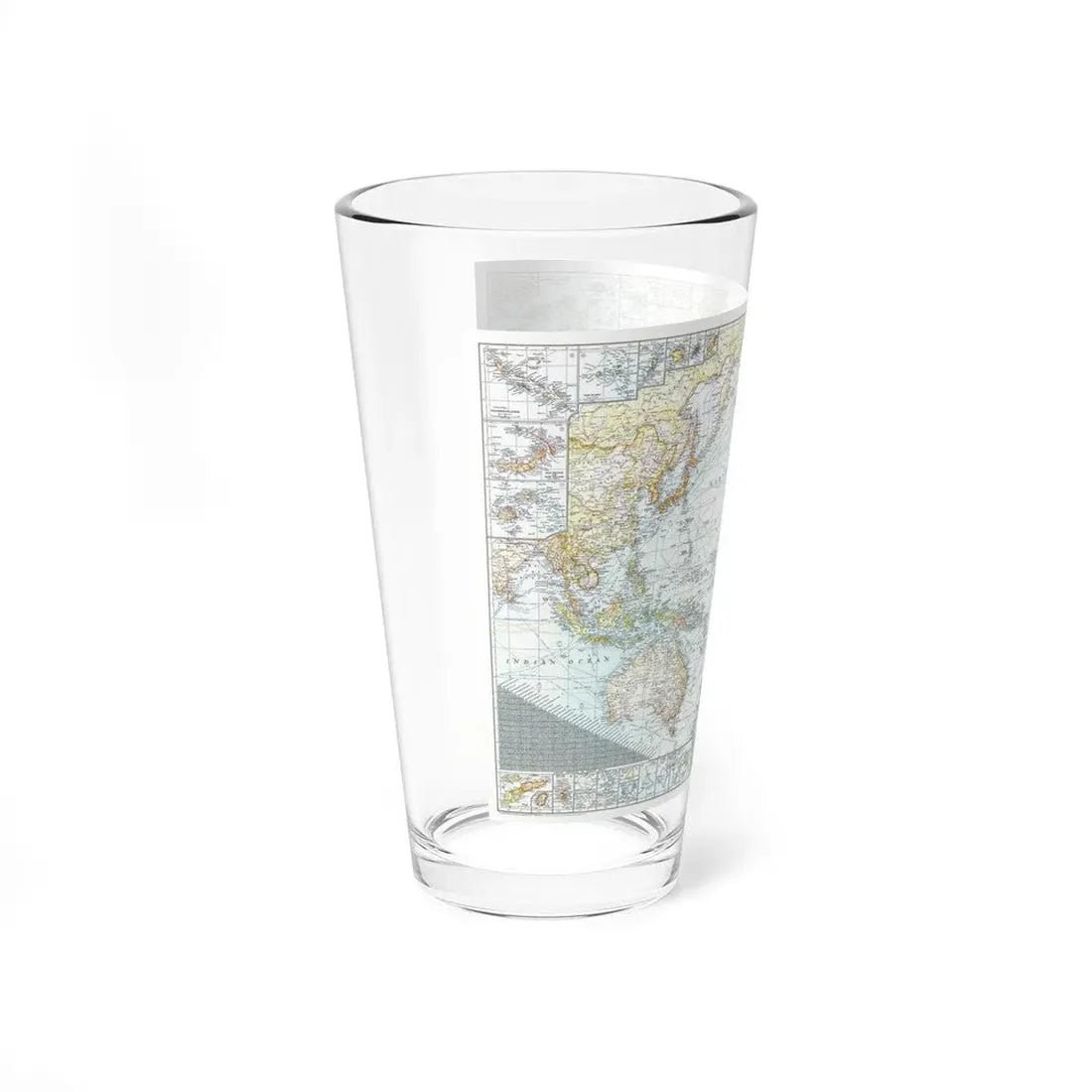 Pacific Ocean and the Bay of Bengal (1943) (Map) Pint Glass 16oz - Go Mug Yourself