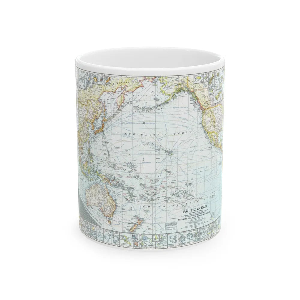 Pacific Ocean and the Bay of Bengal (1943) (Map) White Coffee Mug-11oz-Go Mug Yourself