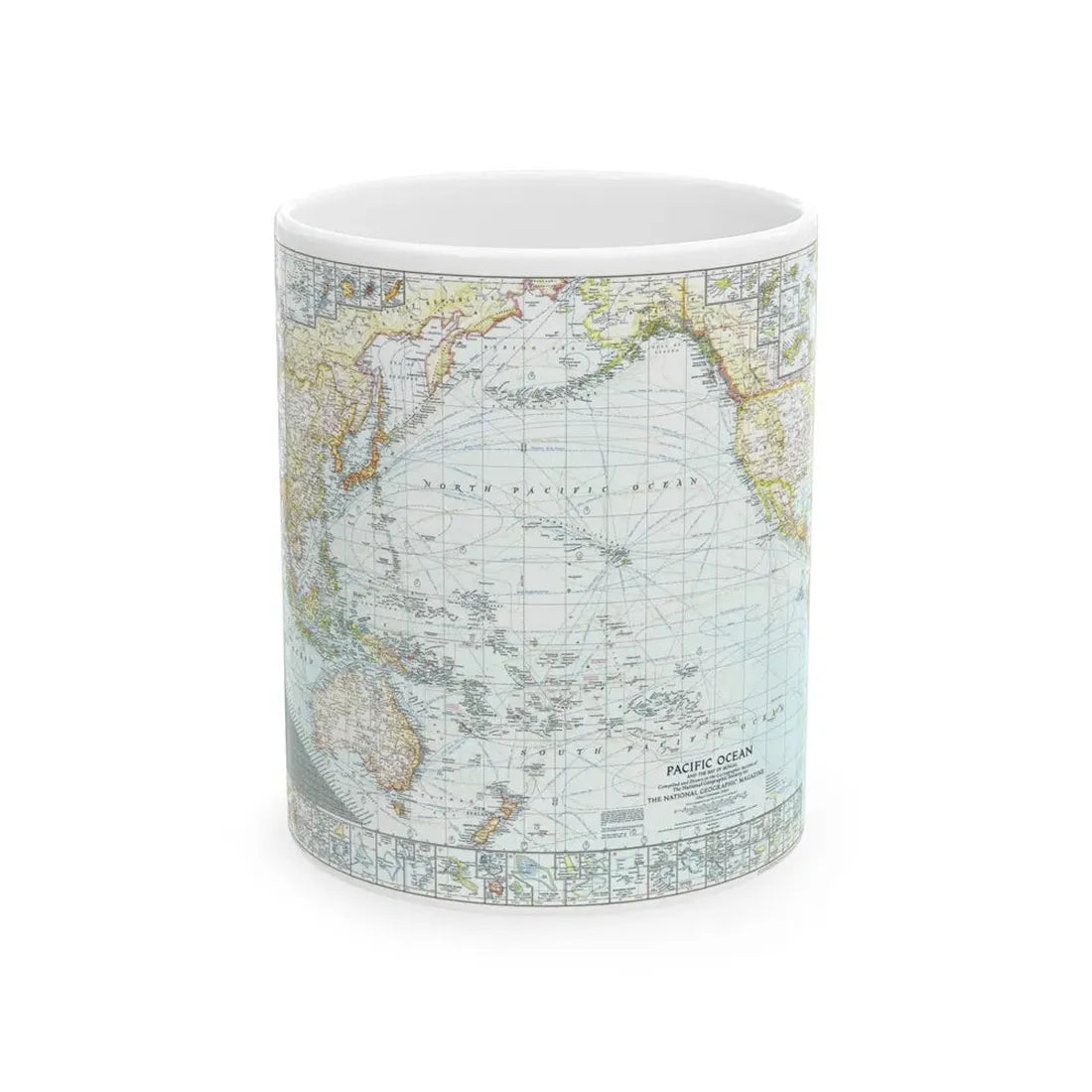 Pacific Ocean and the Bay of Bengal (1943) (Map) White Coffee Mug 11oz - Go Mug Yourself