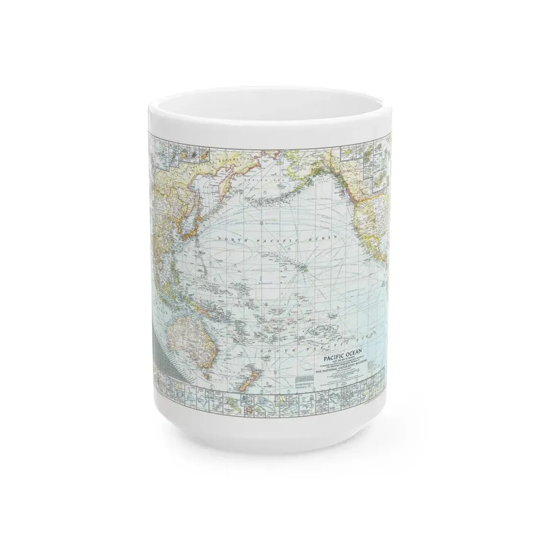Pacific Ocean and the Bay of Bengal (1943) (Map) White Coffee Mug 15oz - Go Mug Yourself