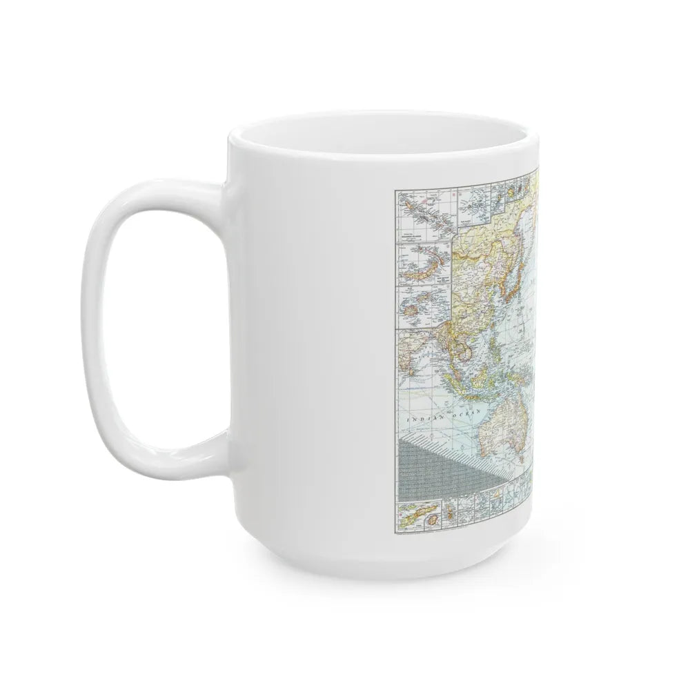 Pacific Ocean and the Bay of Bengal (1943) (Map) White Coffee Mug-Go Mug Yourself