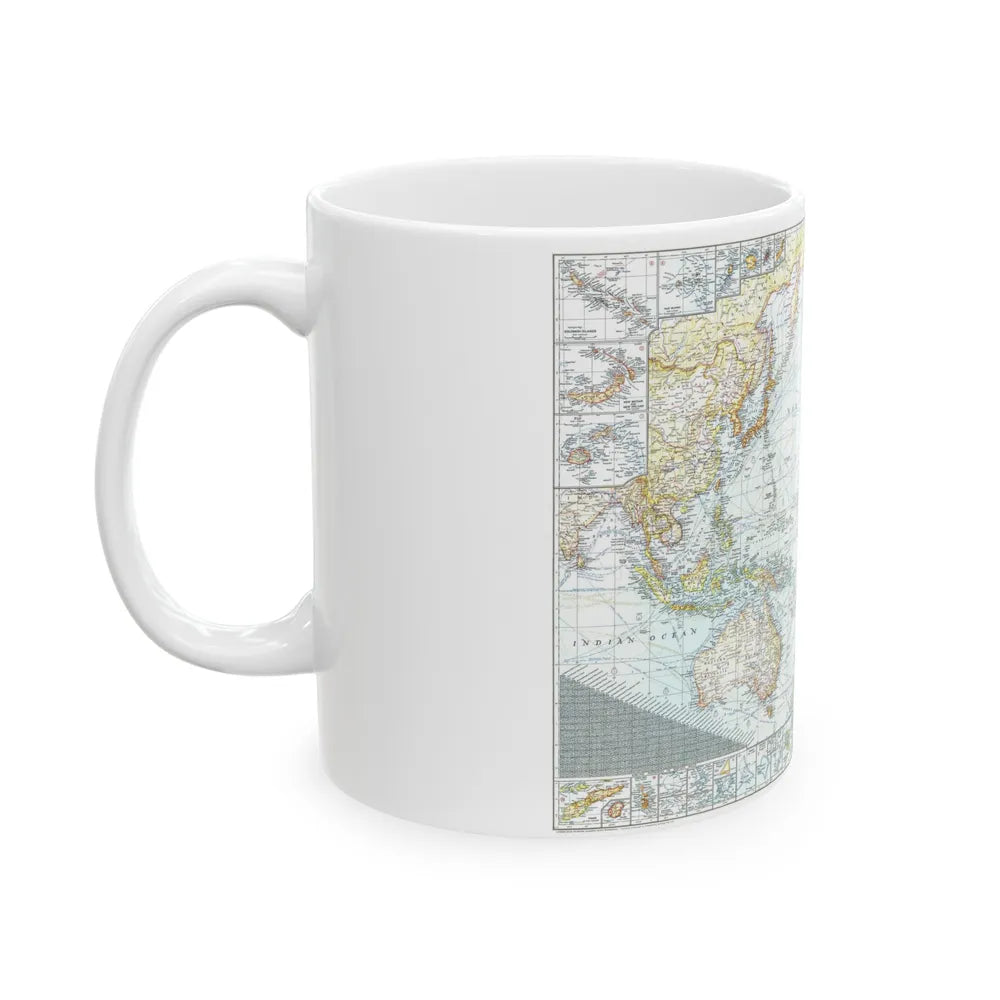 Pacific Ocean and the Bay of Bengal (1943) (Map) White Coffee Mug-Go Mug Yourself