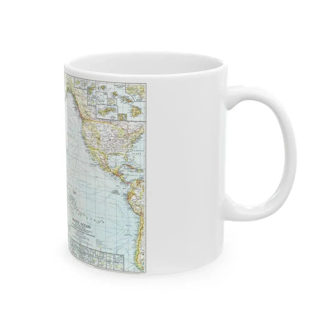 Pacific Ocean and the Bay of Bengal (1943) (Map) White Coffee Mug - Go Mug Yourself
