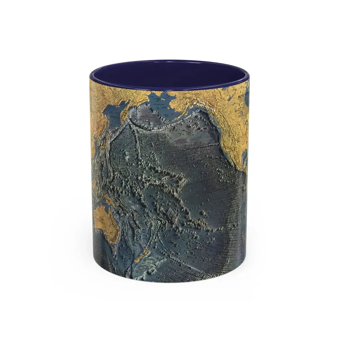 Pacific Ocean Floor (1969) (Map) Accent Coffee Mug 11oz Navy - Go Mug Yourself