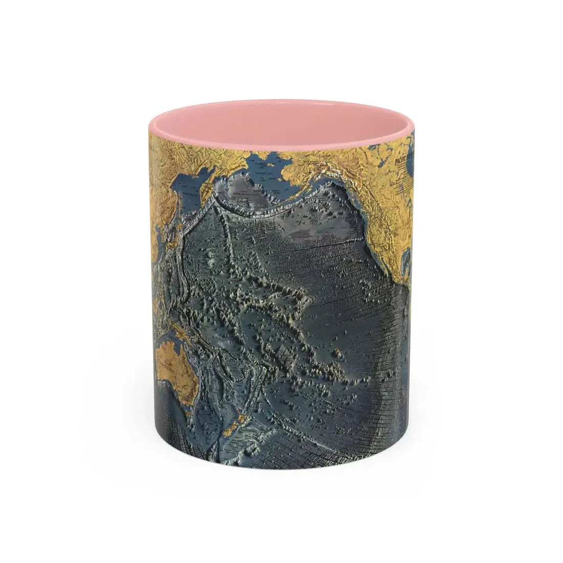 Pacific Ocean Floor (1969) (Map) Accent Coffee Mug 11oz Pink - Go Mug Yourself