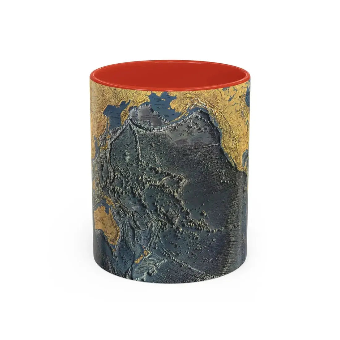 Pacific Ocean Floor (1969) (Map) Accent Coffee Mug 11oz Red - Go Mug Yourself