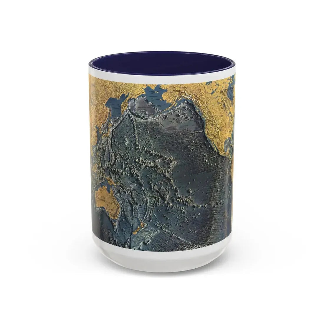 Pacific Ocean Floor (1969) (Map) Accent Coffee Mug 15oz Navy - Go Mug Yourself