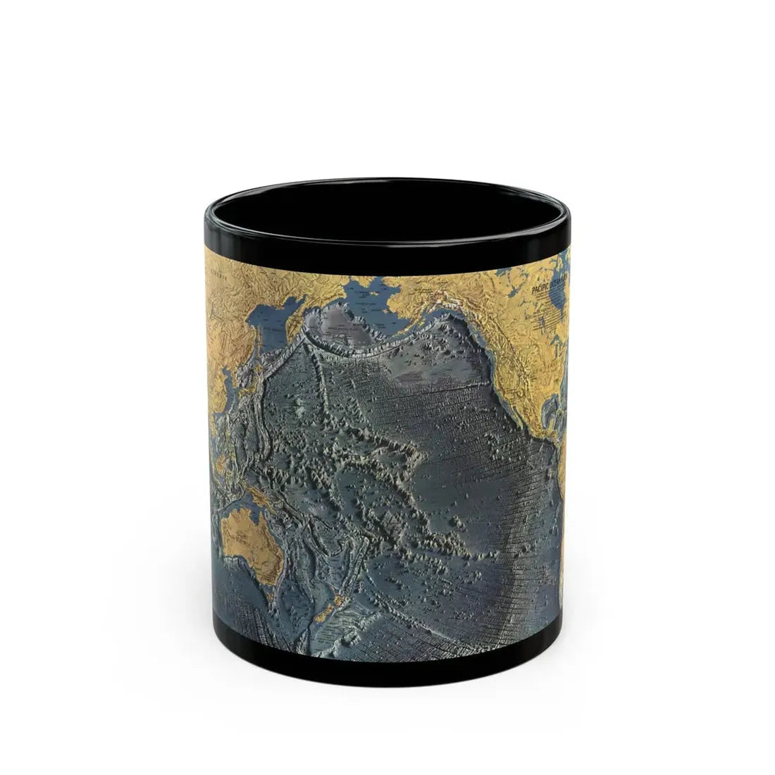 Pacific Ocean Floor (1969) (Map) Black Coffee Mug 11oz - Go Mug Yourself
