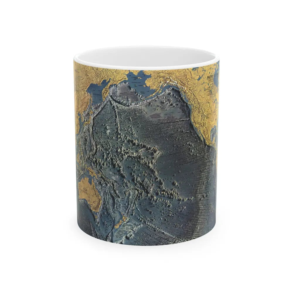 Pacific Ocean Floor (1969) (Map) White Coffee Mug-11oz-Go Mug Yourself