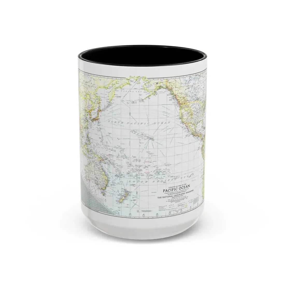 Pacific Ocean - Theater of War (1942) (Map) Accent Coffee Mug 15oz Black - Go Mug Yourself