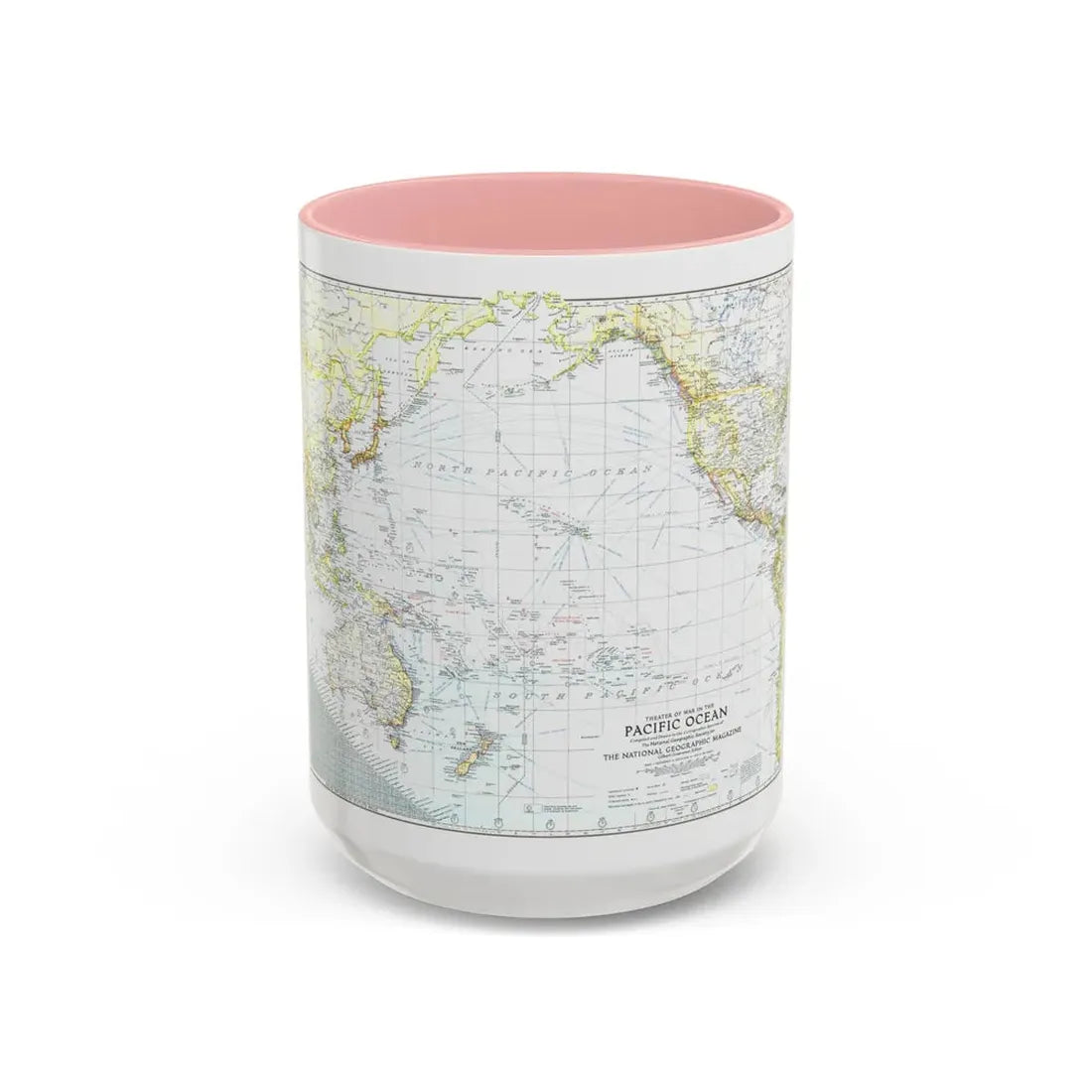 Pacific Ocean - Theater of War (1942) (Map) Accent Coffee Mug 15oz Pink - Go Mug Yourself