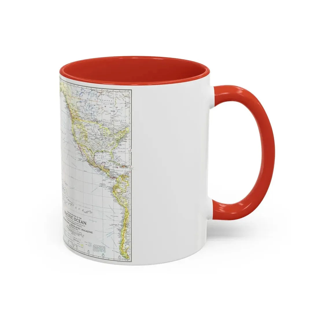Pacific Ocean - Theater of War (1942) (Map) Accent Coffee Mug - Go Mug Yourself