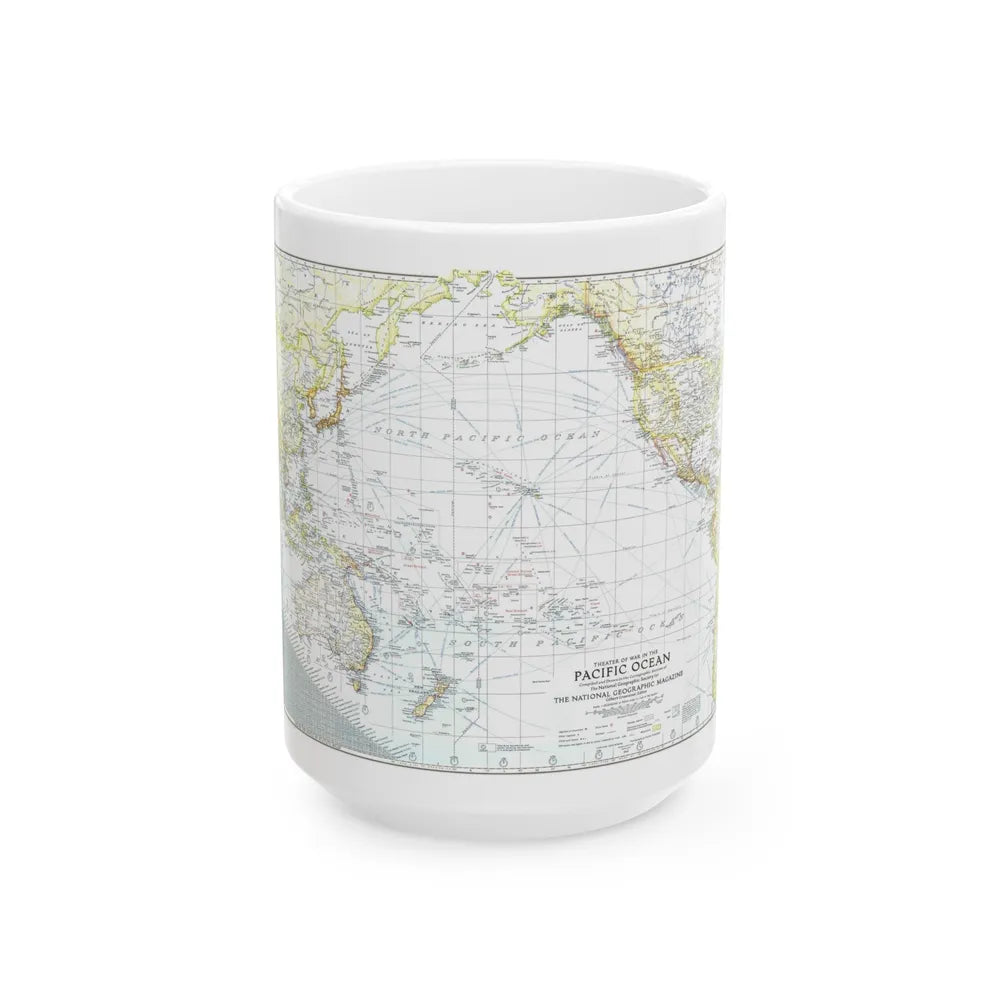 Pacific Ocean - Theater of War (1942) (Map) White Coffee Mug-15oz-Go Mug Yourself