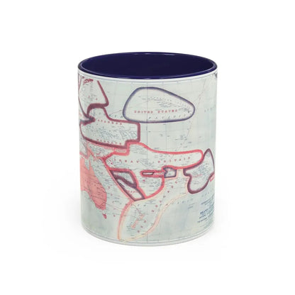 Pacific - Sovereignty and Mandate Boundary Lines (1921) (Map) Accent Coffee Mug 11oz Navy - Go Mug Yourself