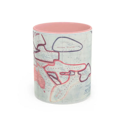 Pacific - Sovereignty and Mandate Boundary Lines (1921) (Map) Accent Coffee Mug 11oz Pink - Go Mug Yourself