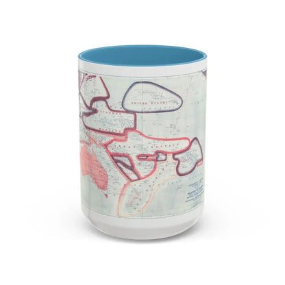 Pacific - Sovereignty and Mandate Boundary Lines (1921) (Map) Accent Coffee Mug 15oz Light Blue - Go Mug Yourself