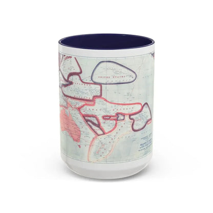 Pacific - Sovereignty and Mandate Boundary Lines (1921) (Map) Accent Coffee Mug 15oz Navy - Go Mug Yourself