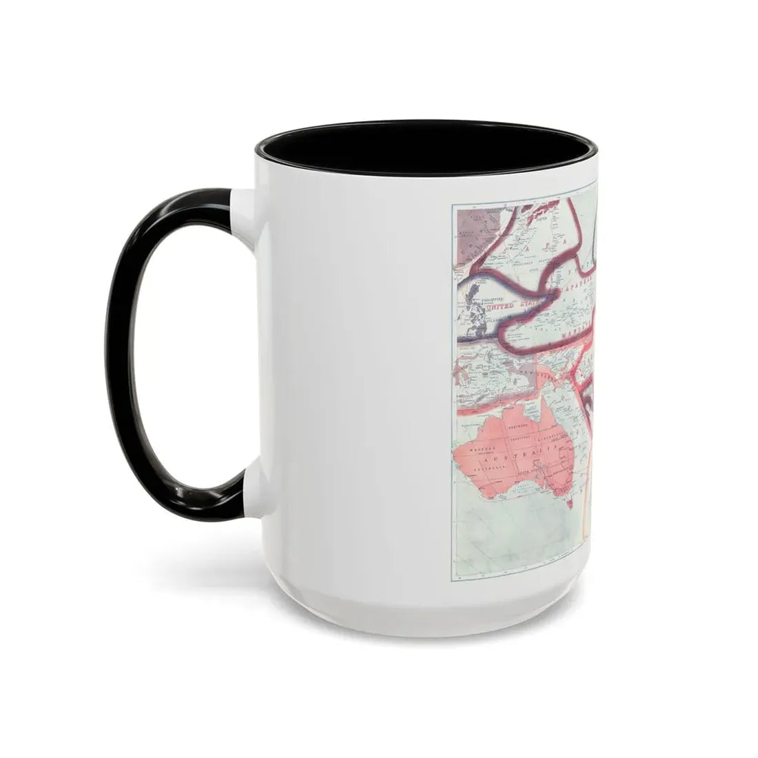 Pacific - Sovereignty and Mandate Boundary Lines (1921) (Map) Accent Coffee Mug - Go Mug Yourself