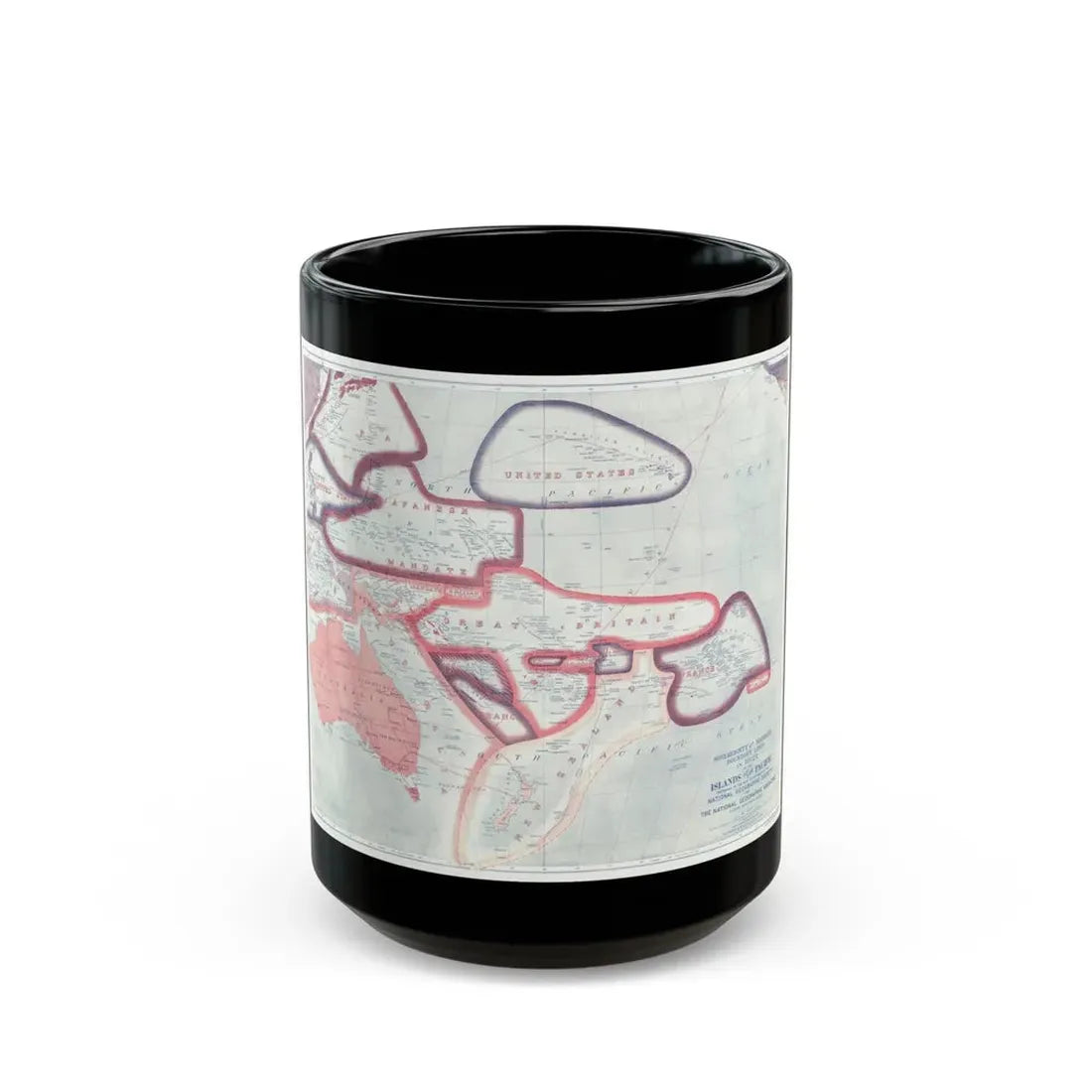 Pacific - Sovereignty and Mandate Boundary Lines (1921) (Map) Black Coffee Mug 15oz - Go Mug Yourself