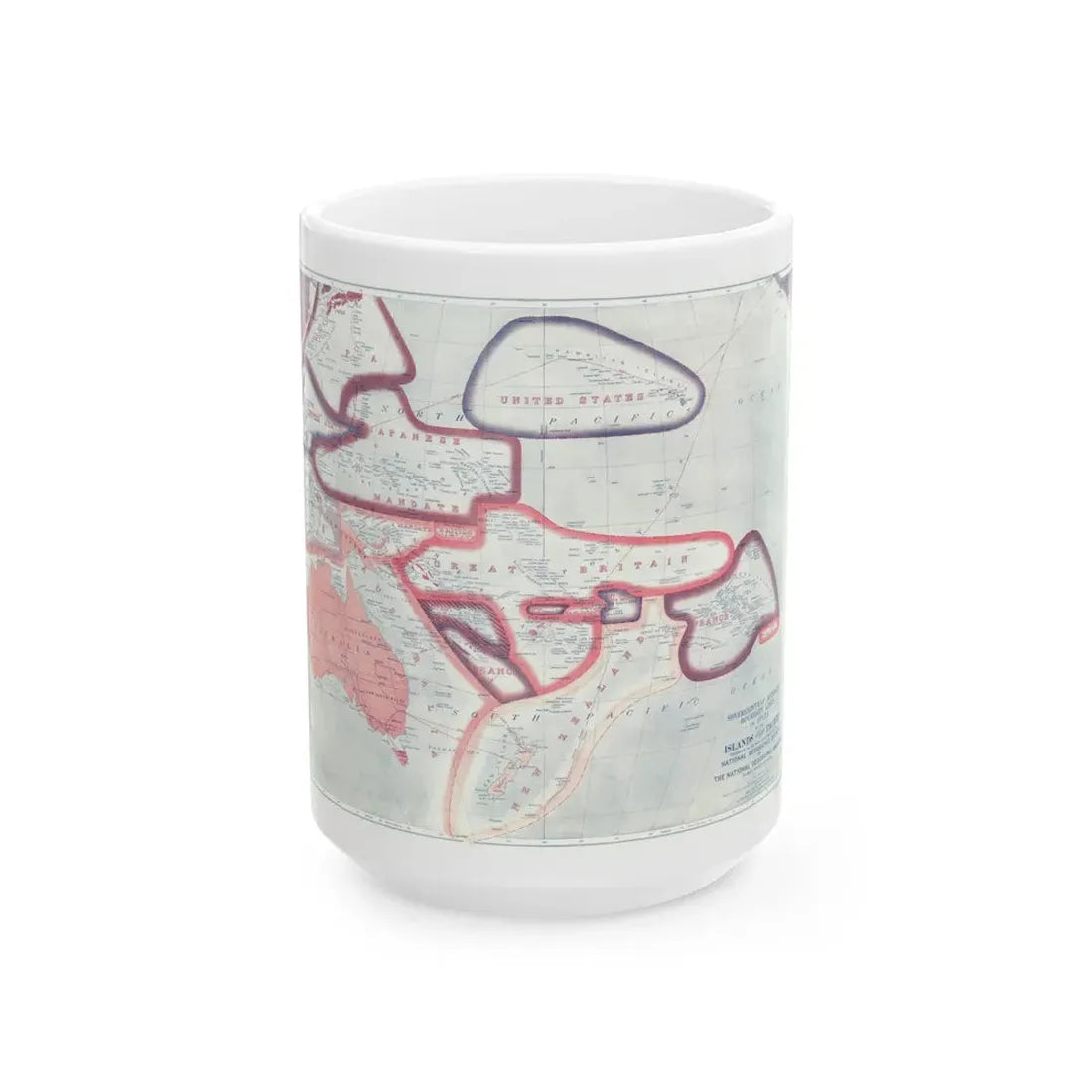 Pacific - Sovereignty and Mandate Boundary Lines (1921) (Map) White Coffee Mug 15oz - Go Mug Yourself