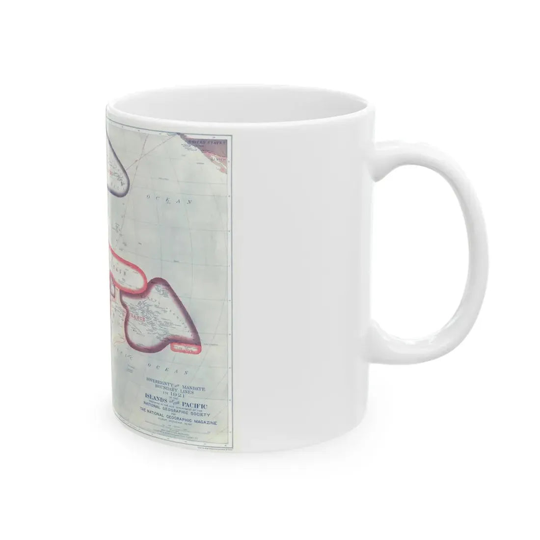 Pacific - Sovereignty and Mandate Boundary Lines (1921) (Map) White Coffee Mug - Go Mug Yourself
