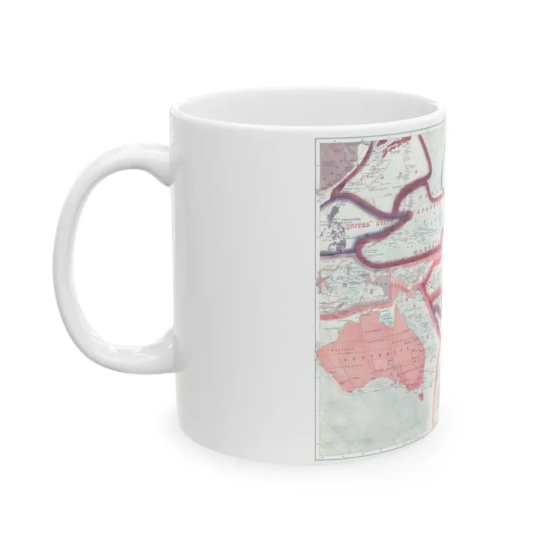 Pacific - Sovereignty and Mandate Boundary Lines (1921) (Map) White Coffee Mug - Go Mug Yourself