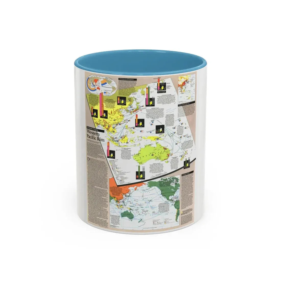 Pacific - Western Rim (1989) (Map) Accent Coffee Mug 11oz Light Blue - Go Mug Yourself