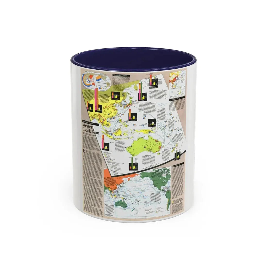 Pacific - Western Rim (1989) (Map) Accent Coffee Mug 11oz Navy - Go Mug Yourself