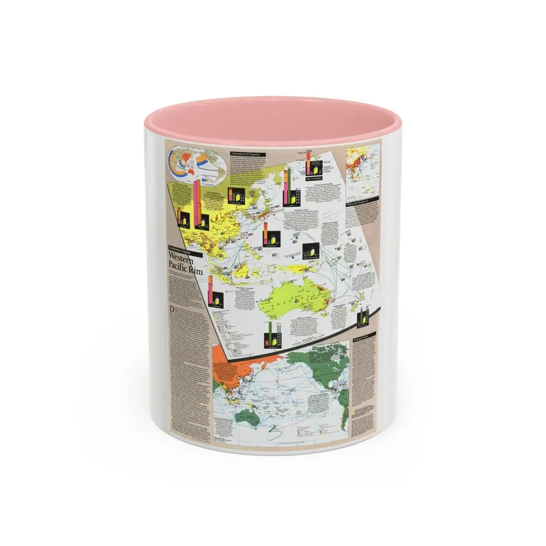 Pacific - Western Rim (1989) (Map) Accent Coffee Mug 11oz Pink - Go Mug Yourself