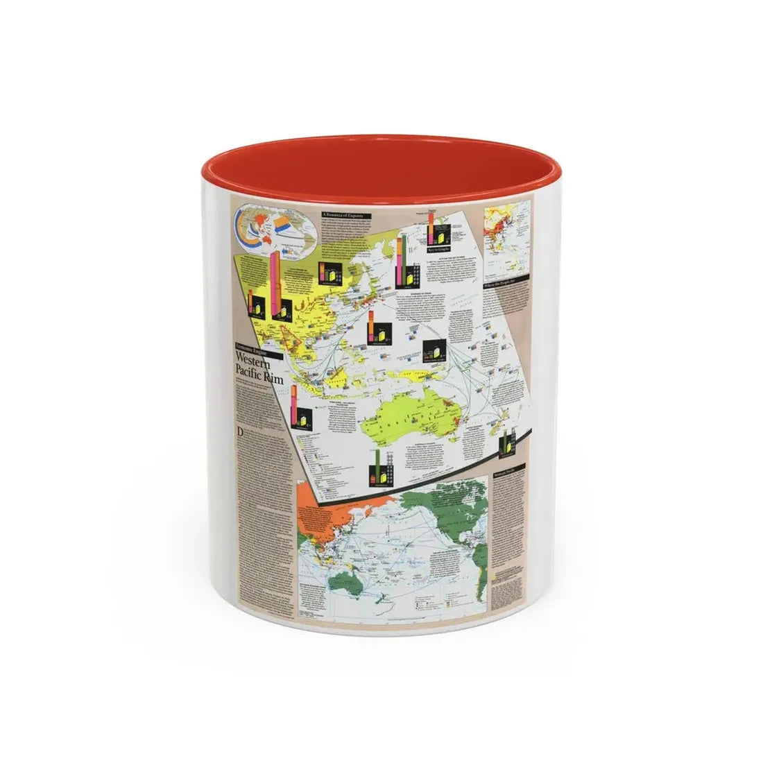 Pacific - Western Rim (1989) (Map) Accent Coffee Mug 11oz Red - Go Mug Yourself