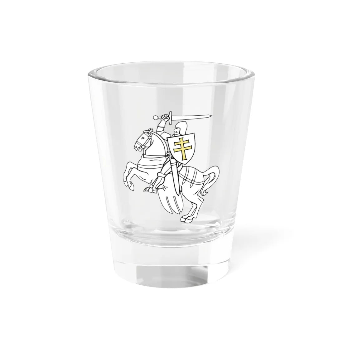 Pahonia-contour black-white filled-gold cross (Belarus) (Coat of Arms) Shot Glass 1.5oz 1.5oz - Go Mug Yourself