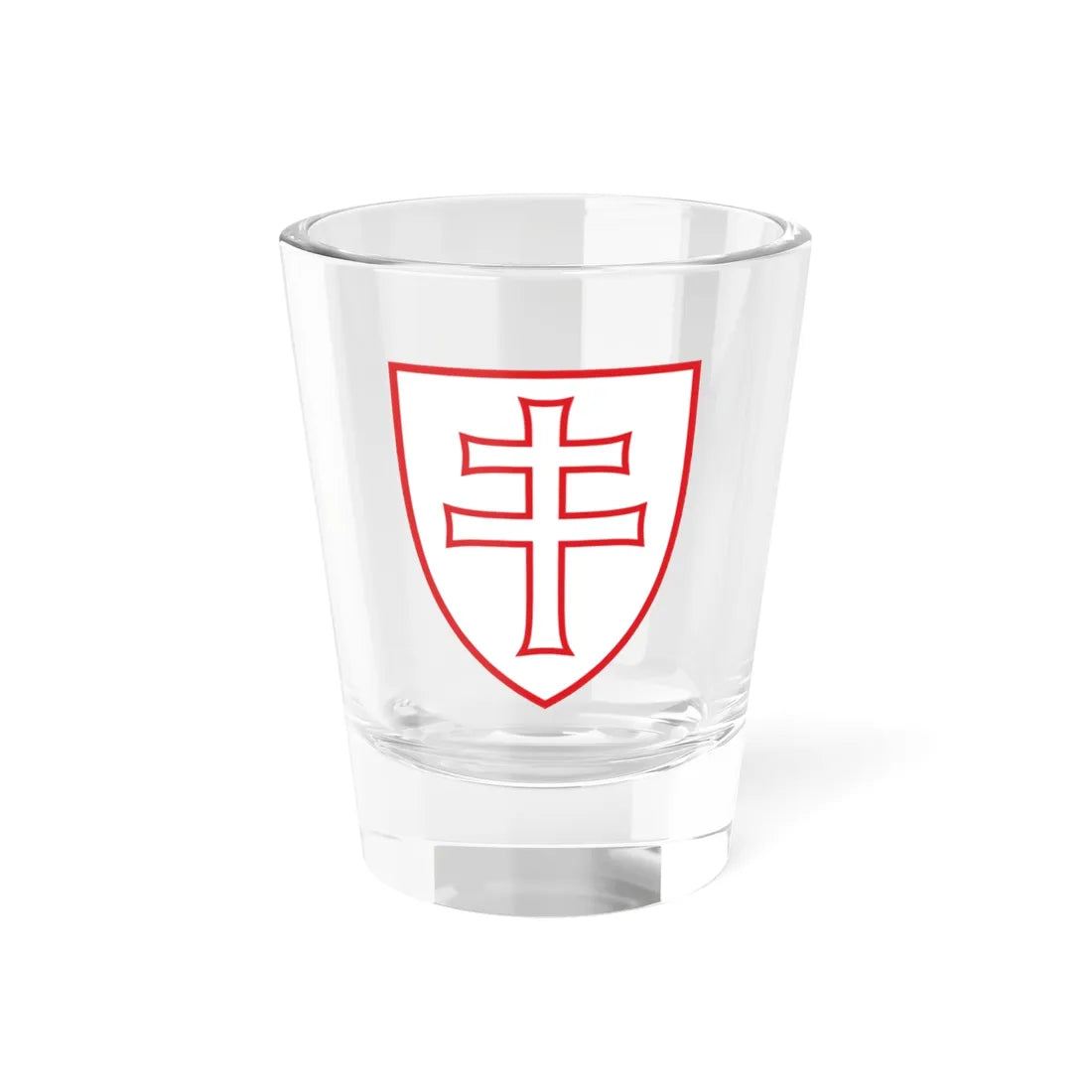 Pahonia-contour red-white shield with cross (Belarus) (Coat of Arms) Shot Glass 1.5oz 1.5oz - Go Mug Yourself
