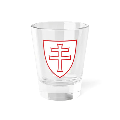 Pahonia-contour red-white shield with cross (Belarus) (Coat of Arms) Shot Glass 1.5oz 1.5oz - Go Mug Yourself
