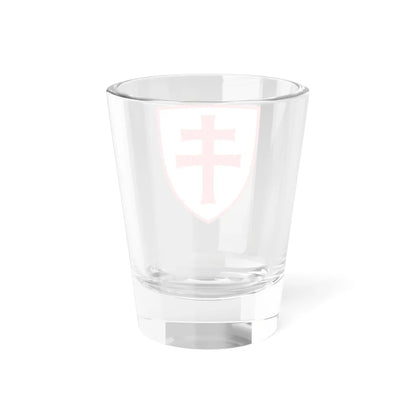 Pahonia-contour red-white shield with red cross (Belarus) (Coat of Arms) Shot Glass 1.5oz - Go Mug Yourself