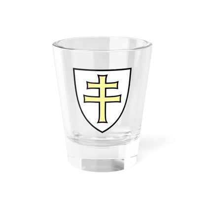 Pahonia-contour white shield with gold cross (Belarus) (Coat of Arms) Shot Glass 1.5oz 1.5oz - Go Mug Yourself