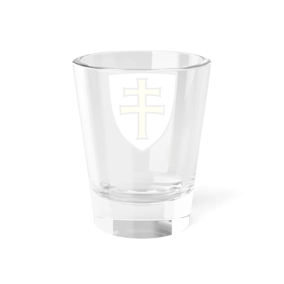 Pahonia-contour white shield with gold cross (Belarus) (Coat of Arms) Shot Glass 1.5oz - Go Mug Yourself