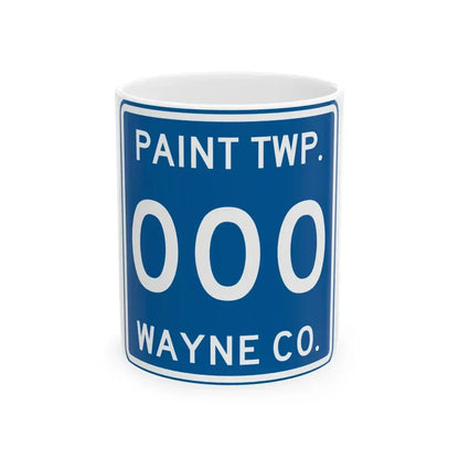 Paint Township Wayne County Ohio route shield template (Ohio) (Road Sign) White Coffee Mug 11oz - Go Mug Yourself