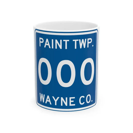Paint Township Wayne County Ohio route shield template (Ohio) (Road Sign) White Coffee Mug 11oz - Go Mug Yourself
