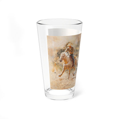 Painting Depicting Cowboy Wrestling Steer, Bull Doggin', 1980 (Magazine Illustration) Pint Glass 16oz-Go Mug Yourself