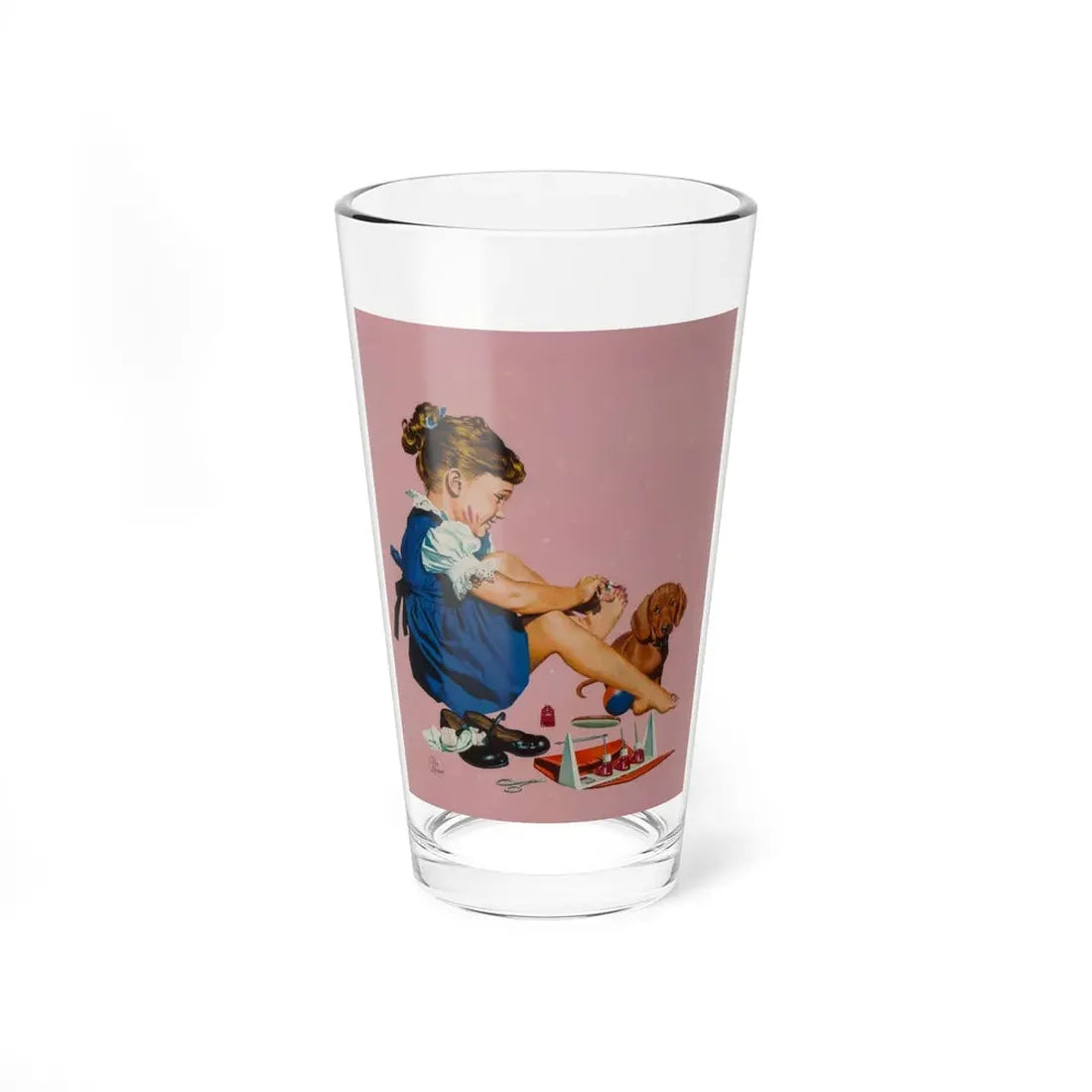 Painting her Toenails, American Weekly magazine cover, January 11, 1953 (Magazine Illustration) Pint Glass 16oz 16oz - Go Mug Yourself
