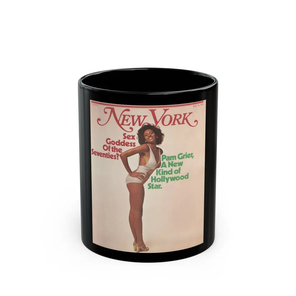 Pam Grier #06 (Vintage Female Icon) Black Coffee Mug-11oz-Go Mug Yourself