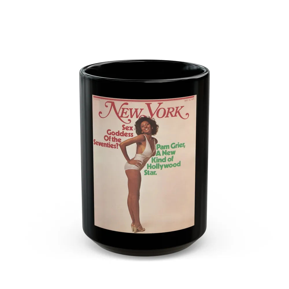 Pam Grier #06 (Vintage Female Icon) Black Coffee Mug-15oz-Go Mug Yourself