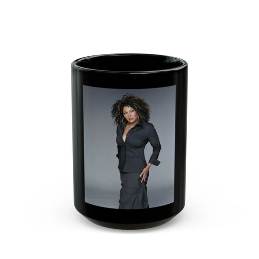 Pam Grier #07 (Vintage Female Icon) Black Coffee Mug-15oz-Go Mug Yourself